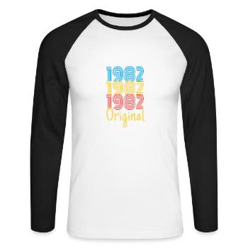 1982 Original / Birthday Gift - Unisex Long Sleeve Baseball T-Shirt - white/black - Front - Nik (191cm)