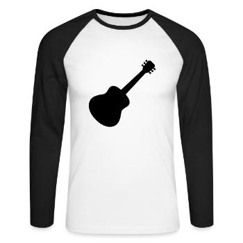 Silhouette guitariste guitare jouant - T-shirt baseball manches longues Homme - blanc/noir - Devant - Nik (191cm)