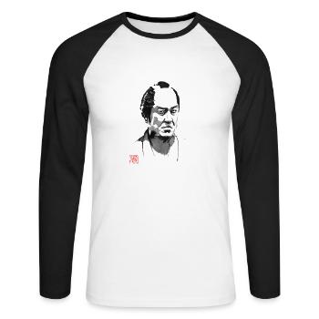 bad samurai portrait - Unisex Long Sleeve Baseball T-Shirt - white/black - Front - Nik (191cm)