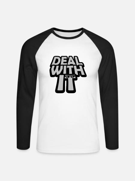 Cool Deal with it - Unisex Long Sleeve Baseball T-Shirt - white/black