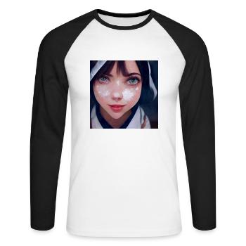 Manga Girl - T-shirt baseball manches longues Homme - blanc/noir - Devant - Nik (191cm)