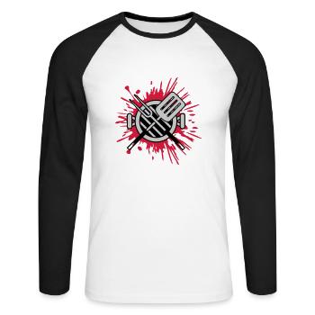 Éclaboussures de couleur Charcoal Grill Grill Master Barbecue - T-shirt baseball manches longues Homme - blanc/noir - Devant - Nik (191cm)