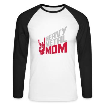 Heavy Metal Mom Logo - T-shirt baseball manches longues Homme - blanc/noir - Devant - Nik (191cm)
