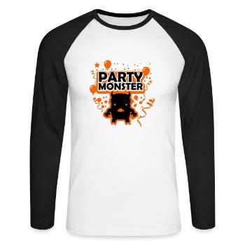 Monstre de fête orange - T-shirt baseball manches longues Homme - blanc/noir - Devant - Nik (191cm)