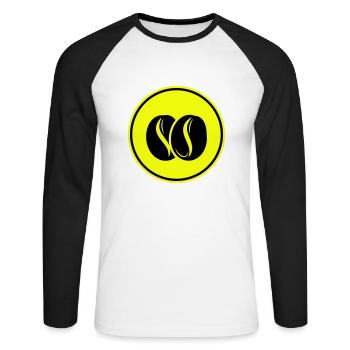 Symbole du grain de café - T-shirt baseball manches longues Homme - blanc/noir - Devant - Nik (191cm)