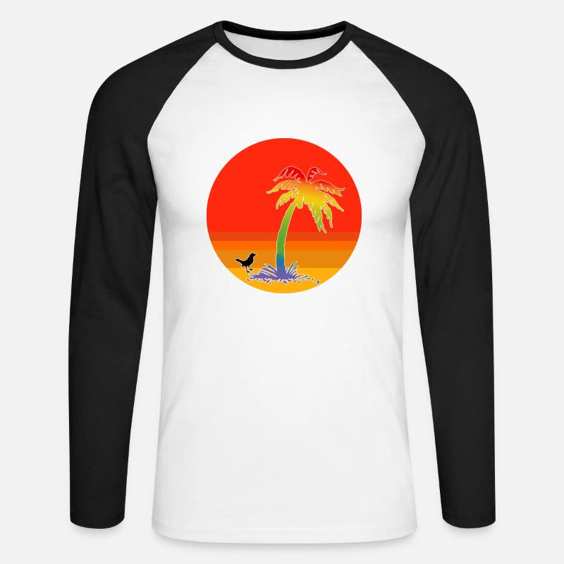 Palme Regenbogen - Unisex Baseballshirt langarm - Weiß/Schwarz