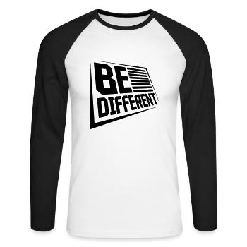 Be different Logo Design - Unisex Long Sleeve Baseball T-Shirt - white/black - Front - Nik (191cm)