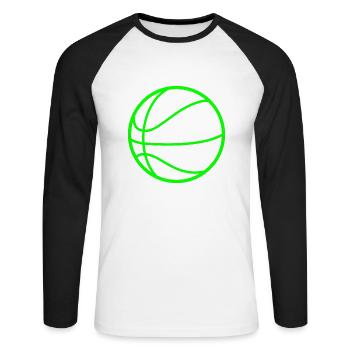 Basketball - Unisex Baseballshirt langarm - Weiß/Schwarz - Vorne - Nik (191cm)