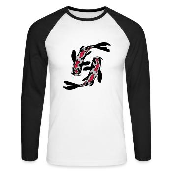 2 Koi Fische Nishikigoi - Unisex Baseballshirt langarm - Weiß/Schwarz - Vorne - Nik (191cm)