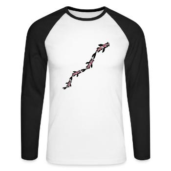 Viele Koi Fisch Nishikigoi - Unisex Baseballshirt langarm - Weiß/Schwarz - Vorne - Nik (191cm)