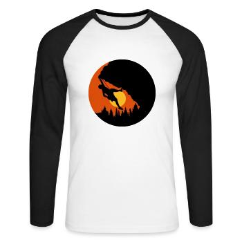 Sun Evening Climbing Silhouette - Unisex Long Sleeve Baseball T-Shirt - white/black - Front - Nik (191cm)
