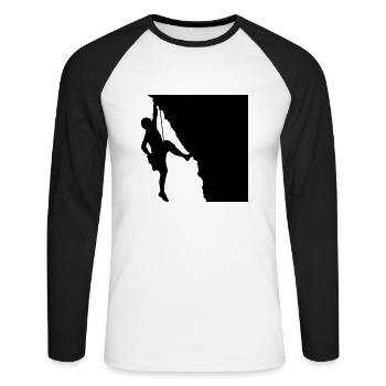 Felsen Klettern Bergsteiger Silhouette - Unisex Baseballshirt langarm - Weiß/Schwarz - Vorne - Nik (191cm)