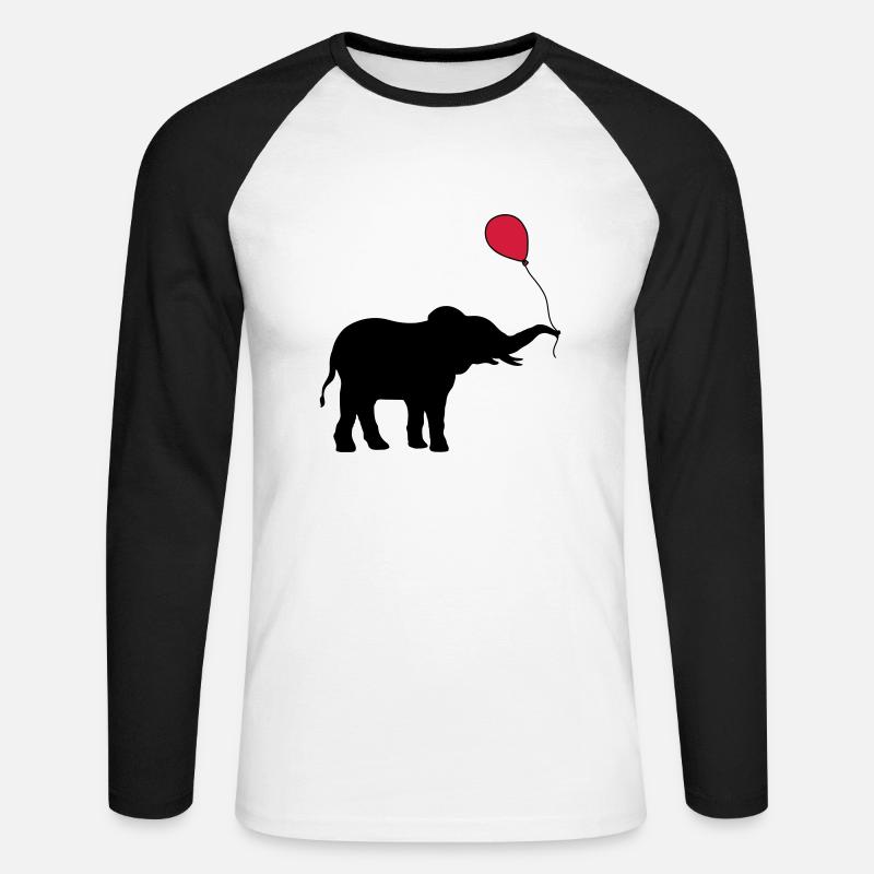 Roter Luftballon Elefant Geschenk - Unisex Baseballshirt langarm - Weiß/Schwarz