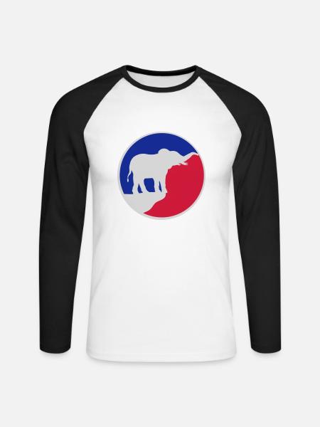 Elephant Silhouette Cliff Moon - Unisex Long Sleeve Baseball T-Shirt - white/black