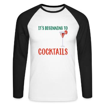 Ça commence à ressembler beaucoup à des cocktails - T-shirt baseball manches longues Homme - blanc/noir - Devant - Nik (191cm)