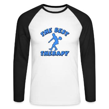 Tennis - Unisex Baseballshirt langarm - Weiß/Schwarz - Vorne - Nik (191cm)