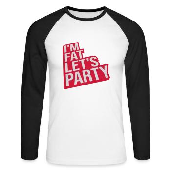 im fat lets party - Unisex Baseballshirt langarm - Weiß/Schwarz - Vorne - Nik (191cm)