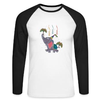 Birthday Elephant - Unisex Long Sleeve Baseball T-Shirt - white/black - Front - Nik (191cm)