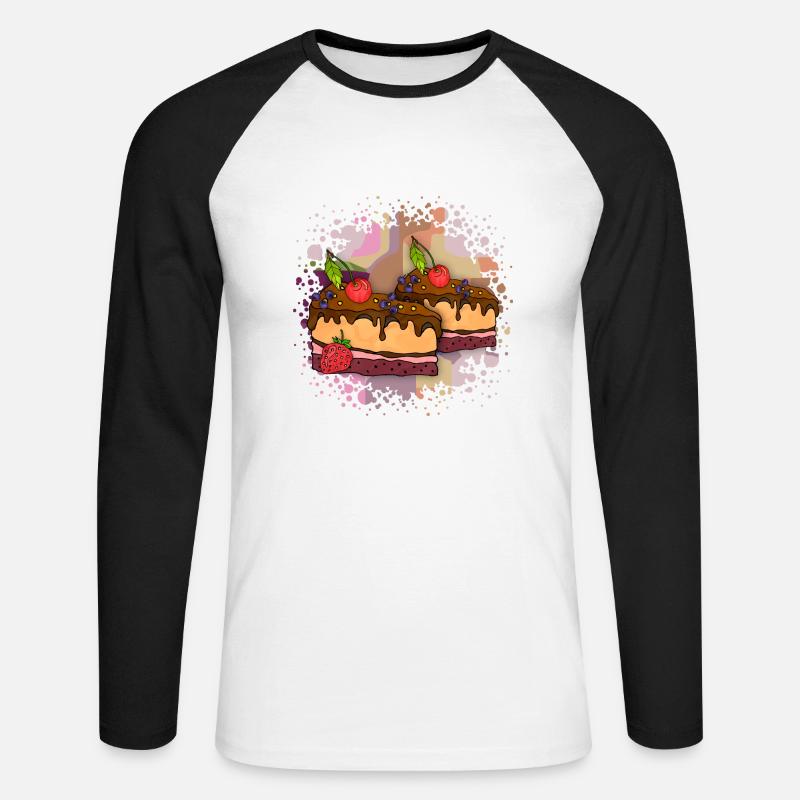 Cake - Unisex Long Sleeve Baseball T-Shirt - white/black