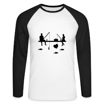 Angling - Unisex Long Sleeve Baseball T-Shirt - white/black - Front - Nik (191cm)