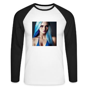 Frau der Fantasie - Unisex Baseballshirt langarm - Weiß/Schwarz - Vorne - Nik (191cm)