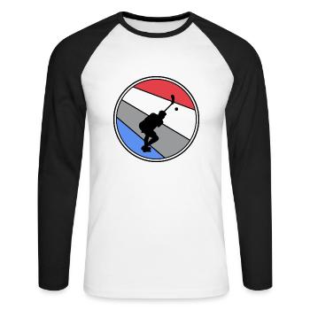 floorball floorball floorball season bandy - Unisex Long Sleeve Baseball T-Shirt - white/black - Front - Nik (191cm)