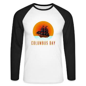 Jour de Christophe Colomb - T-shirt baseball manches longues Homme - blanc/noir - Devant - Nik (191cm)