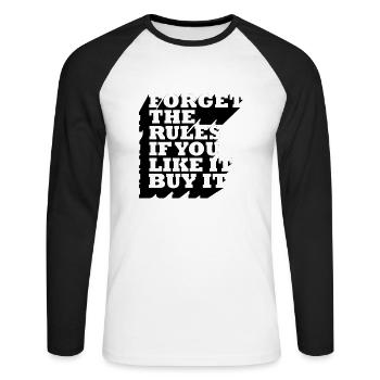 forget the rules noir et blanc - T-shirt baseball manches longues Homme - blanc/noir - Devant - Nik (191cm)