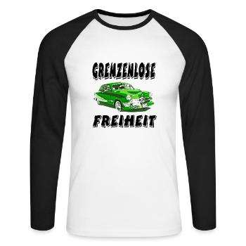 Auto - Unisex Baseballshirt langarm - Weiß/Schwarz - Vorne - Nik (191cm)
