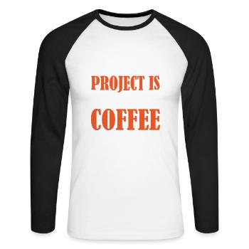 Today´s Project is sponsored by Coffee - Unisex Baseballshirt langarm - Weiß/Schwarz - Vorne - Nik (191cm)
