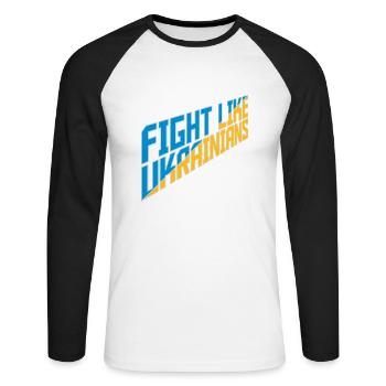 fight like ukrainians quote - Unisex Long Sleeve Baseball T-Shirt - white/black - Front - Nik (191cm)