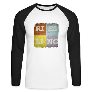 Riesling bunt - Unisex Baseballshirt langarm - Weiß/Schwarz - Vorne - Nik (191cm)