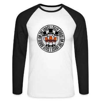 goose on the loose - Unisex Baseballshirt langarm - Weiß/Schwarz - Vorne - Nik (191cm)
