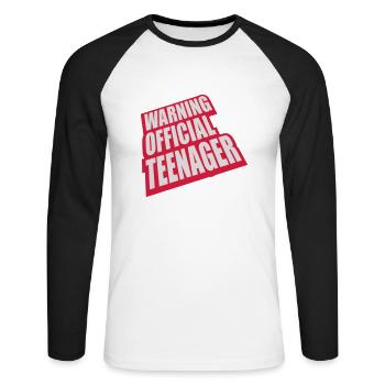avertissement citation officielle d’adolescent - T-shirt baseball manches longues Homme - blanc/noir - Devant - Nik (191cm)