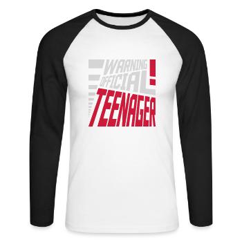 avertissement citation officielle d’adolescent - T-shirt baseball manches longues Homme - blanc/noir - Devant - Nik (191cm)