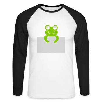 Present text Comic Frog - Unisex Long Sleeve Baseball T-Shirt - white/black - Front - Nik (191cm)
