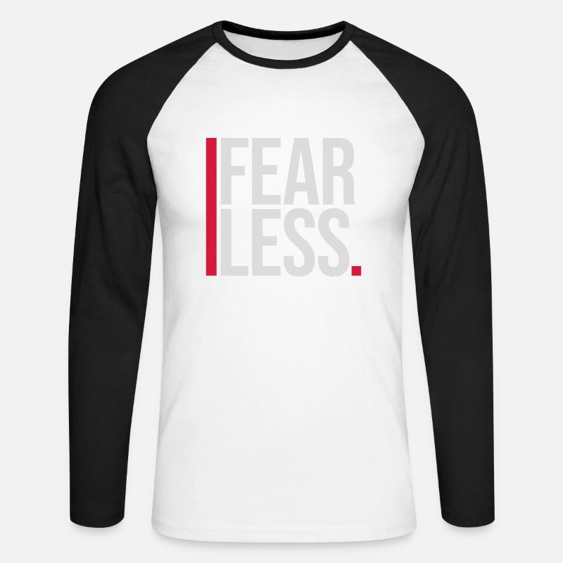 fearless Text Zitat Design - Unisex Baseballshirt langarm - Weiß/Schwarz