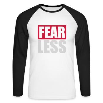 fearless Text Quote Design - Unisex Long Sleeve Baseball T-Shirt - white/black - Front - Nik (191cm)
