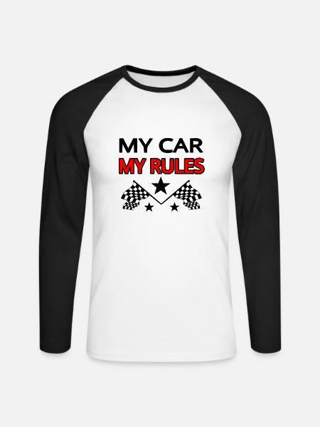 Auto - Unisex Baseballshirt langarm - Weiß/Schwarz