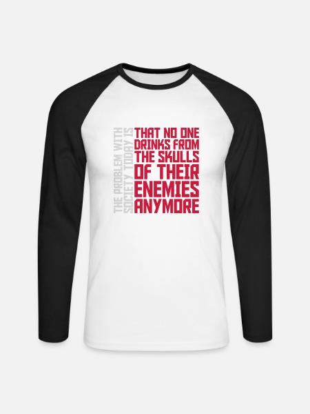 drinks from enemies skulls - Unisex Long Sleeve Baseball T-Shirt - white/black