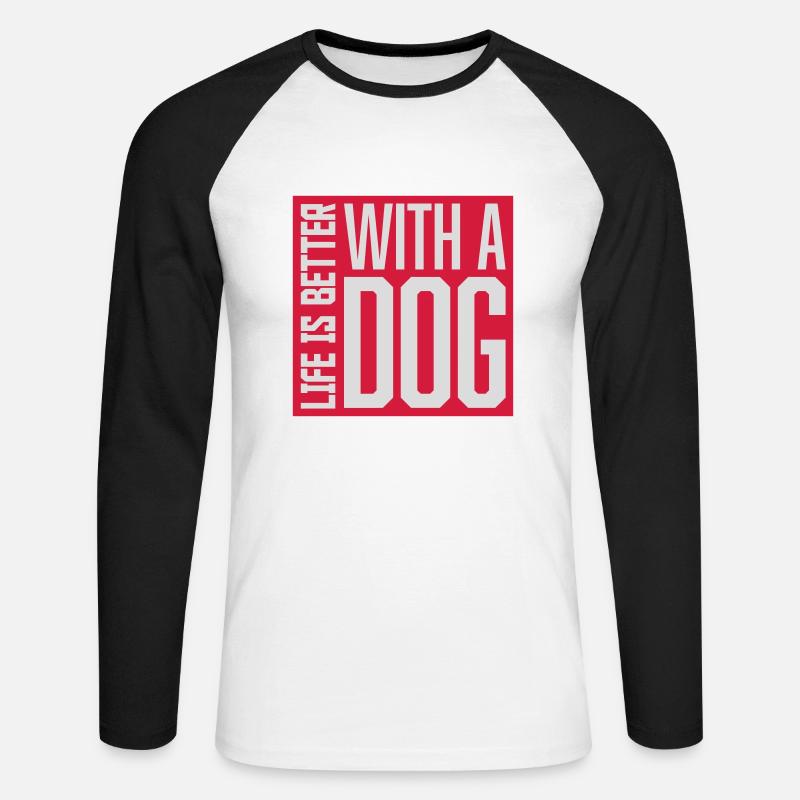 better with a dog - Unisex Baseballshirt langarm - Weiß/Schwarz