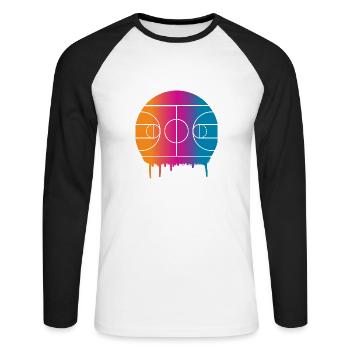 Basketball - Unisex Baseballshirt langarm - Weiß/Schwarz - Vorne - Nik (191cm)