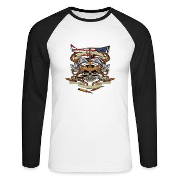 Tête de pirate - T-shirt baseball manches longues Homme - blanc/noir - Devant - Nik (191cm)
