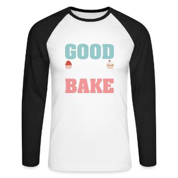 Good Things Come Tho Those Who Bake Cookie Pies - Unisex Baseballshirt langarm - Weiß/Schwarz - Vorne - Nik (191cm)