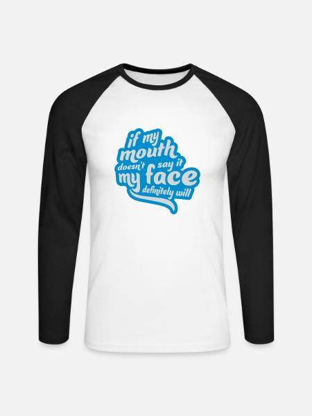 my face definitely will - Unisex Baseballshirt langarm - Weiß/Schwarz