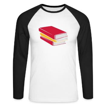 Concevoir des bandes dessinées empilées - T-shirt baseball manches longues Homme - blanc/noir - Devant - Nik (191cm)