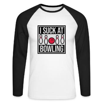 I suck at bowling - Unisex Long Sleeve Baseball T-Shirt - white/black - Front - Nik (191cm)
