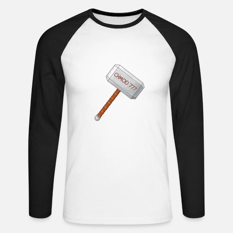 Linux Admin Chmod - Unisex Long Sleeve Baseball T-Shirt - white/black