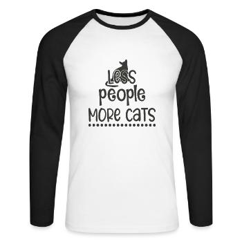 Moins de gens plus de chats - T-shirt baseball manches longues Homme - blanc/noir - Devant - Nik (191cm)