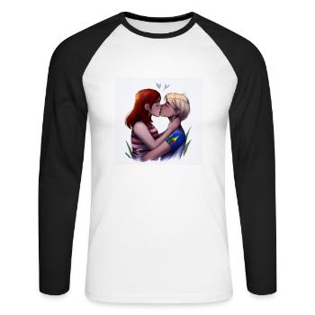 LGBT Queer kiss 🌈🌈 - Unisex Long Sleeve Baseball T-Shirt - white/black - Front - Nik (191cm)